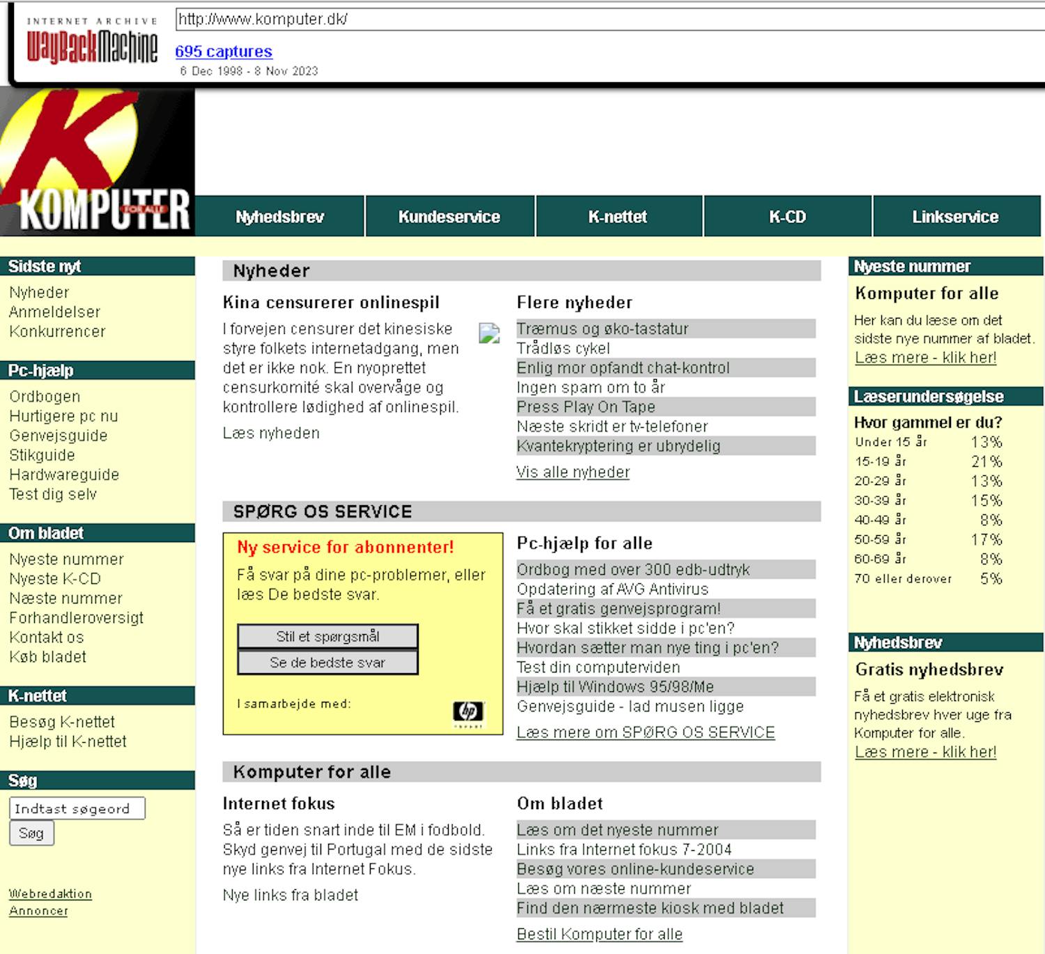 Wayback: PC-tidningens webbplats från 2004 hittades med Wayback Machine.